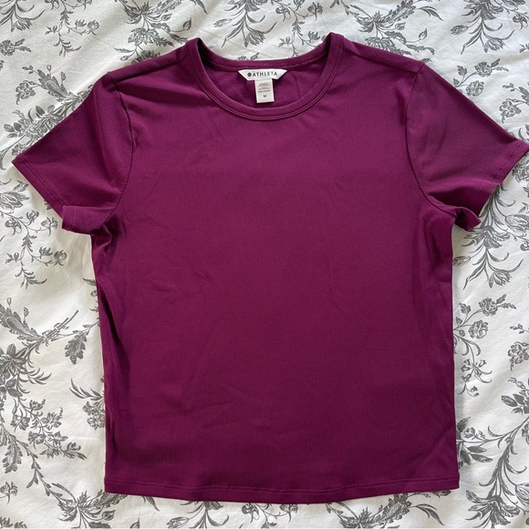 Athleta Tops - Athleta Signature Rib Crop Tee Plum